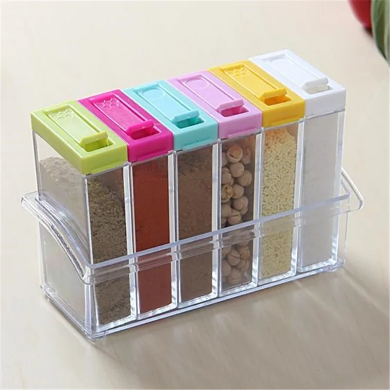 Kitchen Appliances Organizer - Caja de condimentos transparente de seis